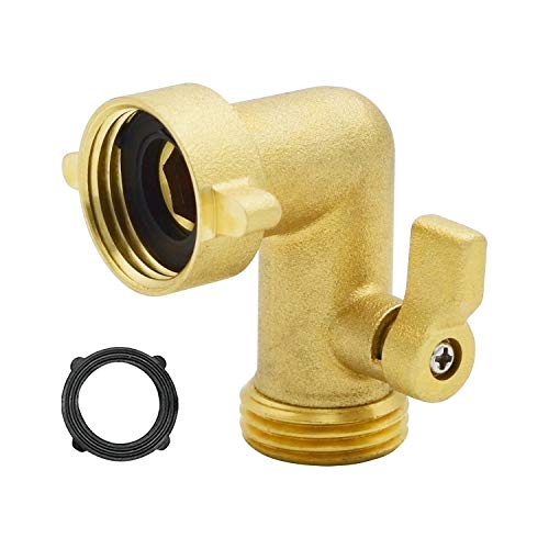 HYDRO MASTER Heavy Duty Brass Shut Off ValveGarden Hose Elbow Connector34 FHT x 34 MHT (90)