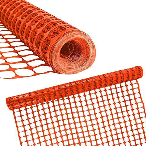 Houseables Plastic Mesh Fence Construction Barrier Netting Orange 4x100 Feet 1 Roll Garden Fencing Fences Wrap Above Ground for Snow Poultry Chicken Safety Deer Patio Garden Netting