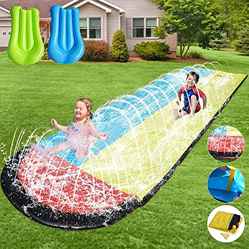 Slip and Slide for Kids Water Slide  16ft Lawn Water Slides for Kids Backyard with 2 Crash Pad and Kids Sprinkler for Kids Outdoor Play Outdoor Water Toys for Kids WaterslideSlip n Slide