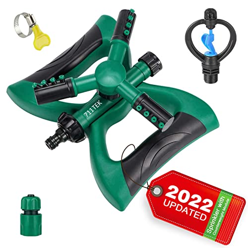 711TEK Garden Sprinkler Automatic Lawn Sprinkler Water Sprinkler Lawn Irrigation System 360 Degree Rotating Adjustable for Garden Lawn Yard Kids (Sprinkler with Counterweight Module)