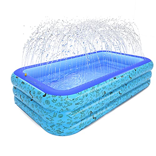 AQCSS Inflatable Swimming PoolsKiddie Pools Swimming Pool with Sprinkler04mm PVC Materials 87x61x24 Family Lounge Pools for Kids AdultsBabiesToddlersOutdoorGardenBackyardfor Ages 3
