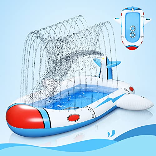 Inflatable Sprinkler Pools for Kids Zodight Sprinkler Play Center Kiddie Pool Spaceship Above Ground Toddler Pool Splash Pad Kids Outdoor Play Water Toys for Boys Girls