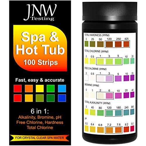JNW Direct Spa Test Strips for Hot Tubs  100 Count Best Kit for Accurate Water Quality Testing at Home 6 in 1 Hot Tub Testing Strips