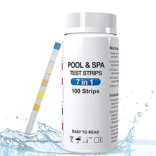 Jaxbo Water Testing Strips 7 in 1 Swimming Pool Water Testing for Pool Fast Testing for Free ChlorineTotal ChlorineBromineTotal HardnessTotal Alkalinity Cyanuric Acid and pH Testing