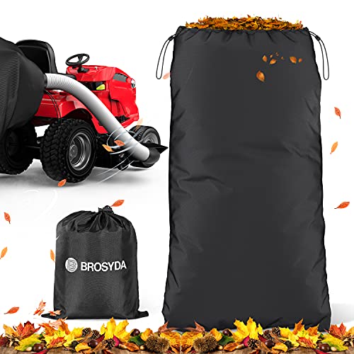 BROSYDA Garden Leaf Bag Grass Catcher Bag for Lawn Mower Tractor(96 x 56 Inch) Material Collection Systems Leaf Bag Reusable Black Yard Waste Bag 54 Cubic Feet for Riding Lawn Mower
