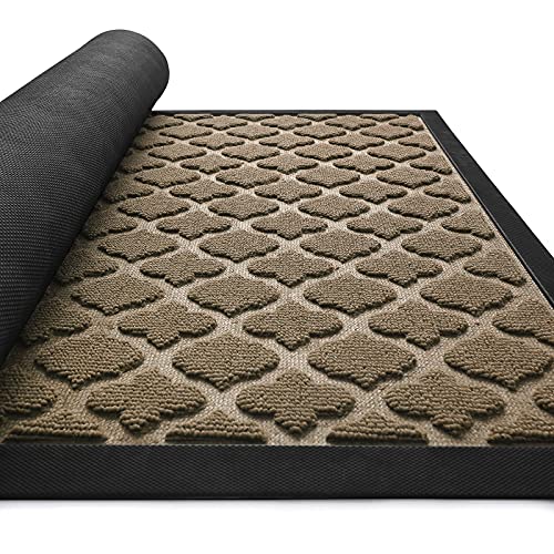 DEXI Large Door Mat Front Indoor Outdoor DoormatHeavy Duty Rubber Outside Rug for Entryway Patio Garage4x6Brown