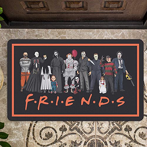 Friends Themed Horror Movie Doormat Fall or Halloween Themed Gift Idea Welcome Floor Mat for Scary Movie Lover Funny Indoor or Outdoor Front Door Entry Rug Made of Rubber for Entrance Way Floor