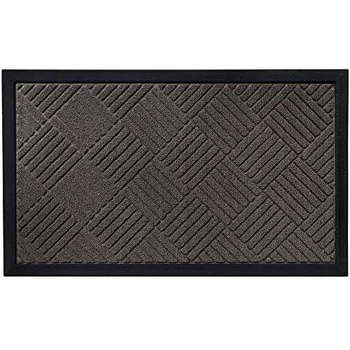 Gorilla Grip Durable Natural Rubber Door Mat Waterproof Low Profile Heavy Duty Welcome Doormat for Indoor and Outdoor Easy Clean Rug Mats for Entry Patio Busy Areas 17x29 Gray Diamond