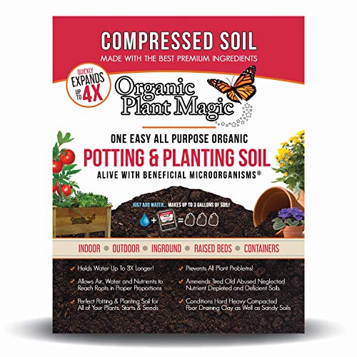 Compressed Organic PottingSoil for Garden  Plants  Expands up to 4 Times When Mixed with Water  Nutrient Rich Plant Food Derived from Natural Coconut Coir  Worm Castings Fertilizer