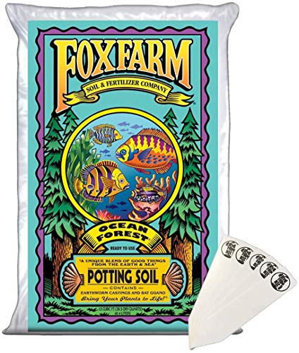 FoxFarm Ocean Forest Potting Soil Organic Mix Indoor Outdoor for Garden and Plants  Plant Fertilizer  385 Quart (15 cu ft)  Bundled with 5 THCity Stakes