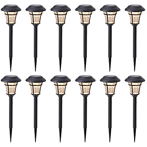 MAGGIFT 12 Pack Solar Pathway Lights Outdoor Solar Garden Lights for Patio Yard Driveway