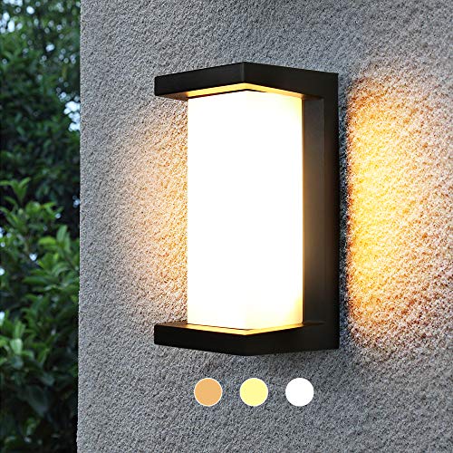 Sytmhoe Modern Outdoor Wall Lights24WLED Wall Sconce Light Fixtures3ColorChangeable Wall Mounted LampsMatte Black PorchPatio LightIP65 Waterproof for Hallway Stairs Gardens