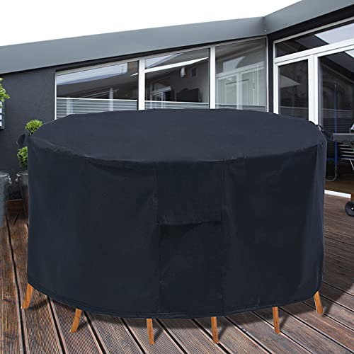 PATIOPTION Round Patio Table Covers Patio Furniture Set Covers 600D 62 Outdoor Furniture Covers Waterproof Garden Table Chairs Set Covers Heavy Duty Cover UV Resistant Dustproof AntiFading Cover