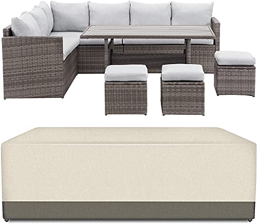 Wisteria Lane Patio Furniture Set Cover Durable and Waterproof Veranda Outdoor Furniture Covers Rectangular Outdoor Table and Chair Set Covers 108 X 82 X 28 inches (Beige  Brown)