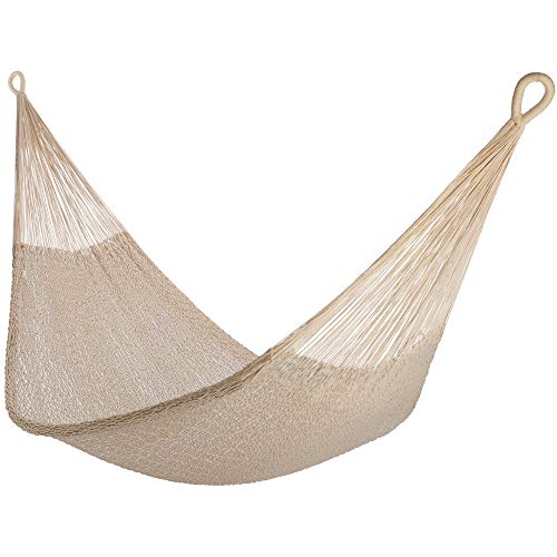 Handwoven Cotton Rope Hammock Shareable Yellow Leaf Hammocks  Catalina Hammock Natural (Undyed) Cotton Fits 12 People (400 lbs)