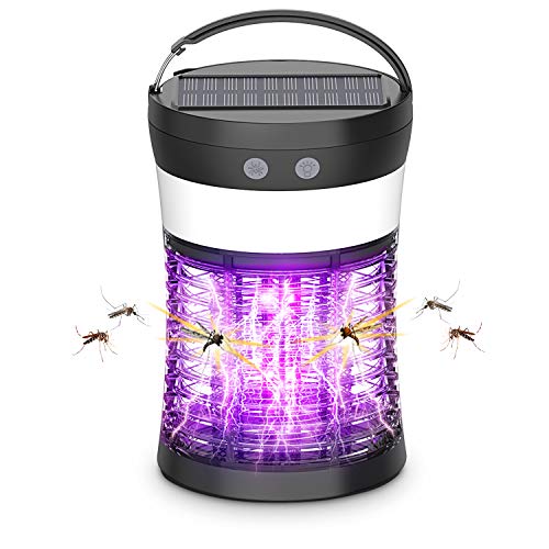 Solar Powered Bug Zapper 3in1 Electric Mosquito Killer and Camp Lantern Portable Mosquito Zapper for Outdoor  Indoor Waterproof Rechargeable Insect Fly Trap Attractant for Camping Patio Bedroom