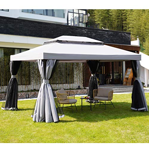 Grand Patio 10x13 Ft Patio Gazebo Outdoor Instant Canopy with Mosquito Netting and Shade Curtains，Sturdy Straight Leg Tent for Backyard  Party  Event