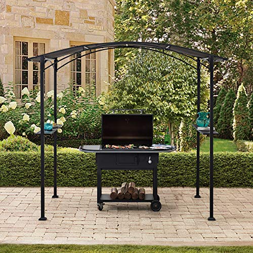 Sunjoy Doutzen 5ft x 8 ft Steel Grill Gazebo with Arch Canopy Black