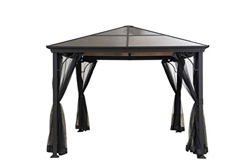 Sunjoy Sonia 10 x 12 ft Polycarbonate Hardtop Gazebo Matte Black