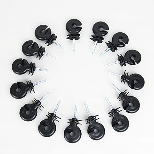 Farmerry 25Pcs Black Electric Fence Insulator Screwin Insulator Fence Ring Post Wood Post Insulator