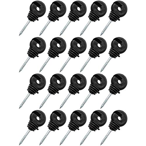 PSCCO 20PCS Ring Post Wood Post Insulator Screwin Ring Insulator Plastic Electric Fence Insulator Set Black