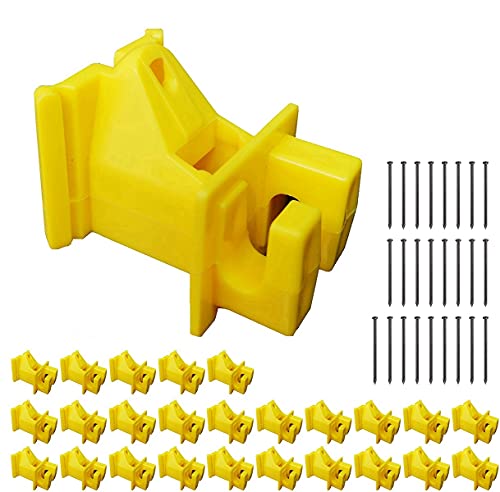 Qmark Electric Fence Wood Post Nail on Insulators Nail In Insulators 212 Inch Extender Wood Post Insulator Yellow (Short)(25 Pack)