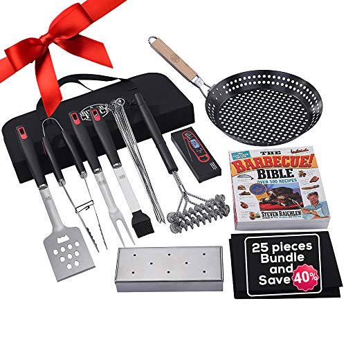 Grillers Choice 25 PC Grillers Set Hand Selected Grilling Tool Kit by Chef and BBQ Judge No Other Barbecue Tool Set Like This One Includes The Barbecue Bible by Steven Raichlen