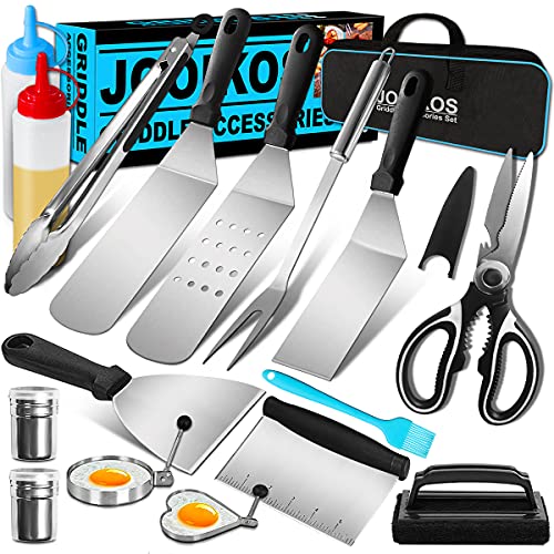 Jooikos Griddle Accessories KitGriddle Grill Tools Set for Blackstone and Camp Chef Griddle  Grill BBQ Spatula Set with Spatula Bottle Tongs Scraper for Hibachi Grill and Teppanyaki Grill