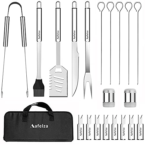 afelza Grill Accessories BBQ Set Tools HeavyDuty Barbeque Grill Accessories Thickened SUS304 Stainless Steel Grill Utensils Grill Sets for Men Accessories for Outdoor Kit (21 PCS)