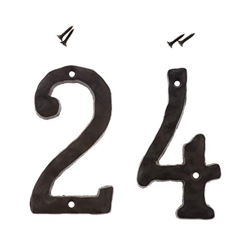 Flameer 2&4 Black Iron House Door Number Signs with Screws DIY Your Own Design