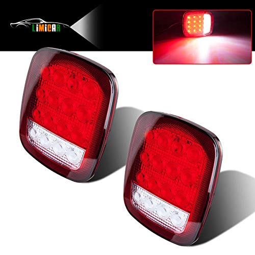 LIMICAR 16LED Trailer Lights RedWhite Dual Colors Universal Back Up Lamp Stop Tail Turn Signal Backup Reverse Brake Clearance Marker Lights for Trailer Truck RV Caravan Jeep YJ TJ JK CJ 2PCS