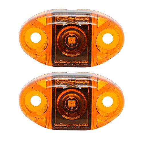Pair of LED Amber Oval Surface Mount Clearance Side Marker Light  USA Made with PC Rated (Two Lights)