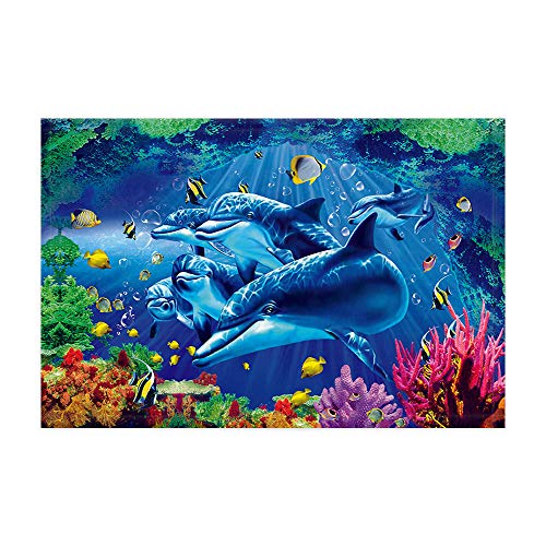 JAWO Underwater Dolphin Tropical Fish Coral Reef Bath Rugs NonSlip Doormat Floor Indoor Front Door Mat Bath Mat 157x236in Bathroom Accessories