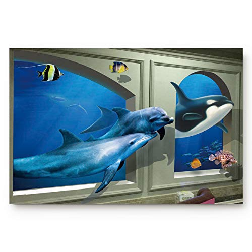 LOT BASIC Sea Animals Front Doormat Welcome Mat 16x24inch Non Slip Indoor Mats 3D Dolphins Undersea Ocean Tropical Decor Quickly Absorb Moisture and Resist Dirt Rugs