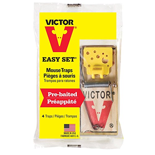 Victor Easy Set Mouse Trap 4 Pack M033  Wooden Easy Set Mouse Trap  Prebaited 16 Traps Total      