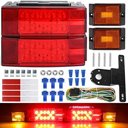 Linkitom Submersible LED Trailer Light Kit Super Bright Brake Stop Turn Tail License Lights for Camper Truck RV Boat Snowmobile IP68 Waterproof DOT Approval