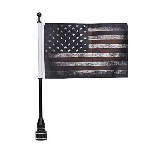 6x9 Inch Motorcycle Flags Pirate Safety Flag Pole and Mount Hardware For Harley Davidson Honda Goldwing CB VTX CBR Yamaha Adjustable Black Flagpole