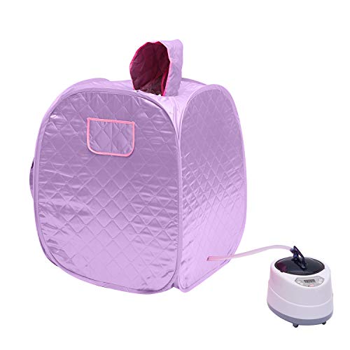 DRESSPLUS Portable Steam Sauna SPAFolding Tent Full Body Spa with 26L Steamer Remote Control Timer Sauna for Weight Loss Detox Relaxation at Home for 2 Person Full Body Leg Relaxation(Purple)