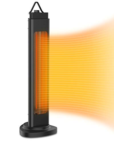 PATIOBOSS Electric Infrared Tower Heater Oscillating Patio Heater with TipOver Shut Off Protection Quiet and Fast Heating 1500W Electric Space Heater for Large Room Outdoor Patio Use