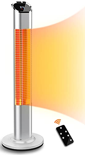 PATIOBOSS Electric Patio Heater Space Infrared Heater with 3S Warmth Gold Tube 9 Heating Modes 24H Timer Outdoor Electric Heater for Garage Room Backyard