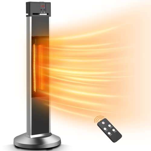 Patio HeaterTrustech Space Heater Infrared Heater wRemote 24 Timing Auto Shut Off Radiant Heater 50010001500W Super Quiet 3s Instant Warm Vertical Electric Heater for Big Room Backyard