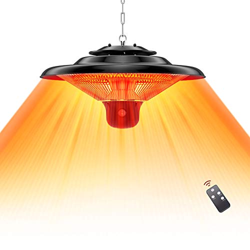 Southeatic Hanging Patio Heater 1500W Hanging Infrared Heater Ceiling Mounted Heater for Balcony Waterproof Remote Control Electric Heaters for Outdoor Use Hanging Outdoor Heater for Courtyard