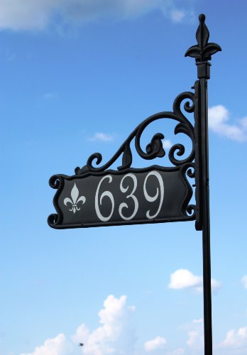 Boardwalk Reflective Address Sign With Fleur Di Lis Symbol 30&quot Pst