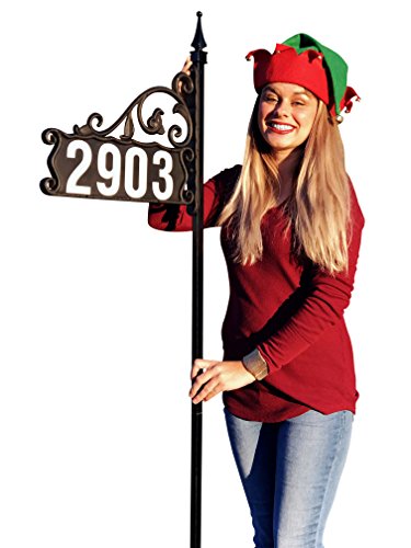 Boardwalk Super Reflective 911 Best Home Address Sign for Yard 48 Post - Highly Visible Day Night 44 -4 Top Rated Reflective Address Numbers