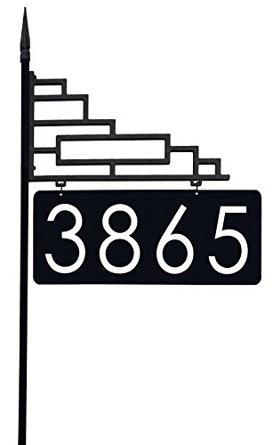 Extra Large Contemporary Reflective 911 Yard Address Sign - 6&quot Numbers On Both Sides