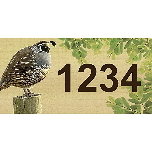 QUAIL - Custom House Numbers by State of Address  - 12 x 6 Metal