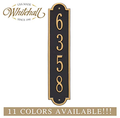 The Richmond Vertical Address Plaque Personalized Cast Metal Sign 11 Colors Available Custom House Numbers