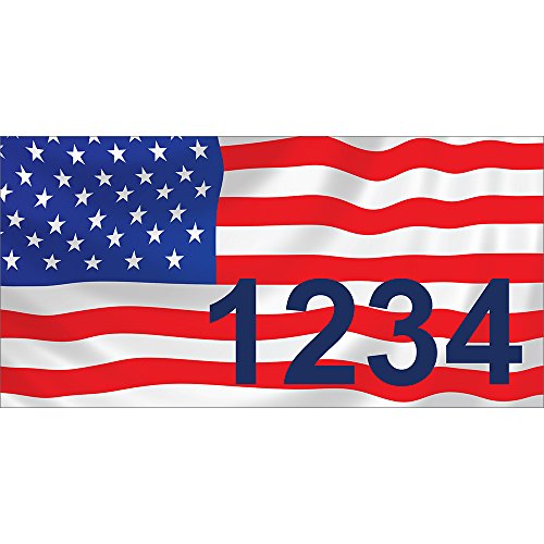 USA FLAG - V1 - Custom House Numbers by State of Address  - 7 x 35 Metal