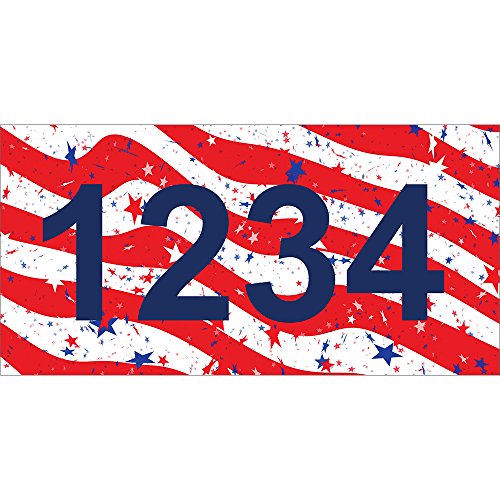 USA FLAG - V2 - Custom House Numbers by State of Address  - 12 x 6 Metal