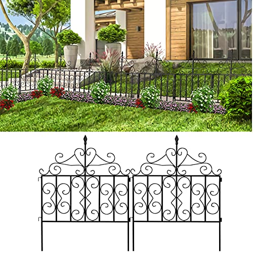 Amagabeli Decorative Garden Fence 32in x 10ft Black Metal Landscape Wire Folding Fencing Patio Wire Border for Raised Flower Bed Dog Barrier Rustproof Tall Garden Edge Section Décor Picket Panels FC03